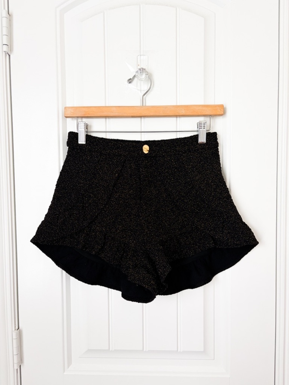 PatBO Metallic Jacquard Shorts Black Gold Size 4 - Picture 2 of 3